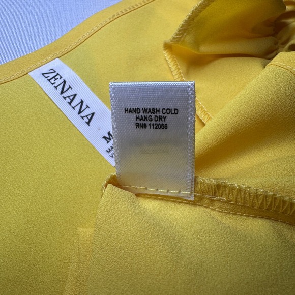 ZENANA Women Yellow Ruffle Shoulder V Neck Sleeveless Top Blouse Size M - Picture 6 of 6